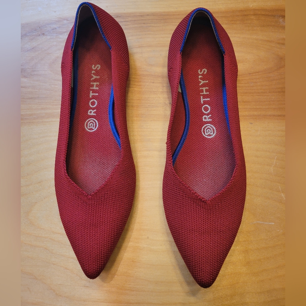 Rothy's Women's Bright Flame Red The Pointe Ballet Flats Size 10